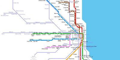 Chicago nan estasyon tren a kat jeyografik