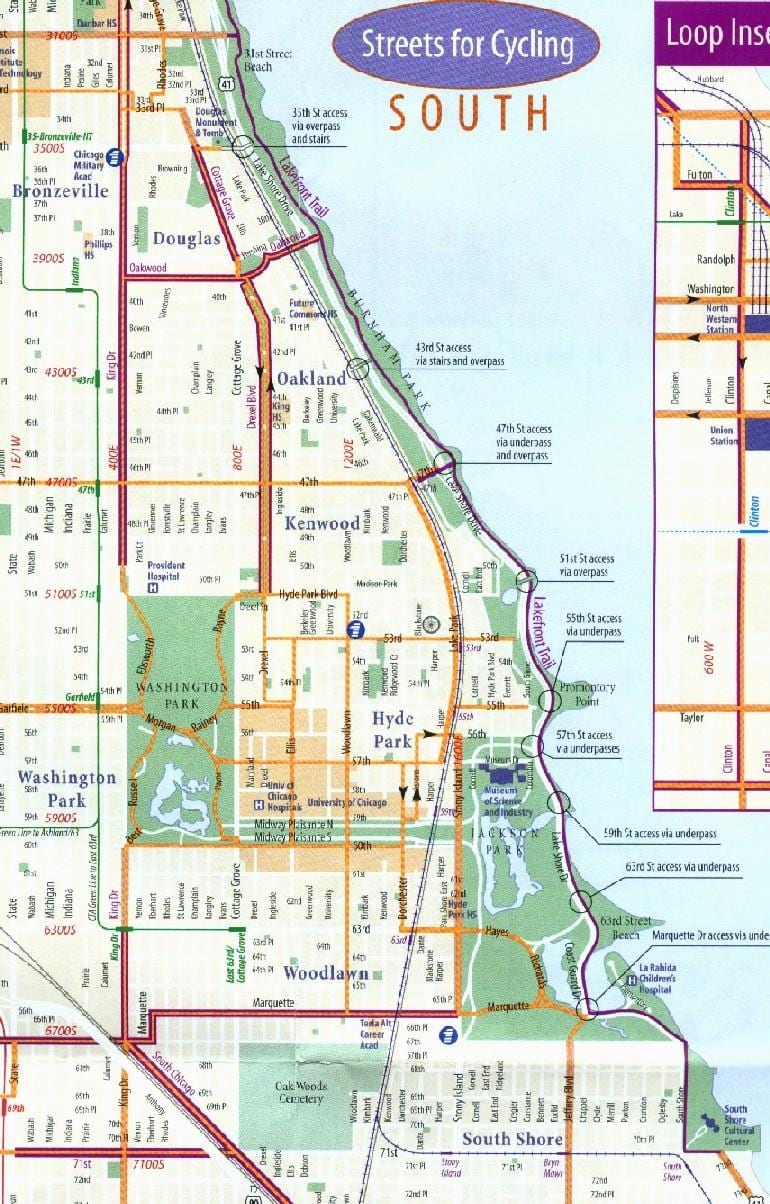 Chicago bisiklèt liy kat jeyografik