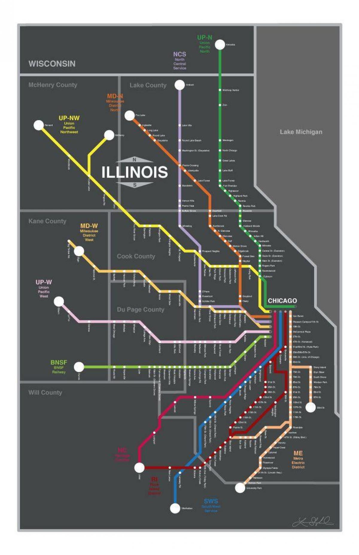 metra tren kat jeyografik Chicago