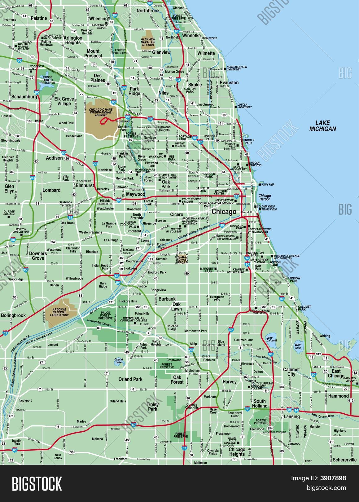 kat jeyografik nan zòn Chicago