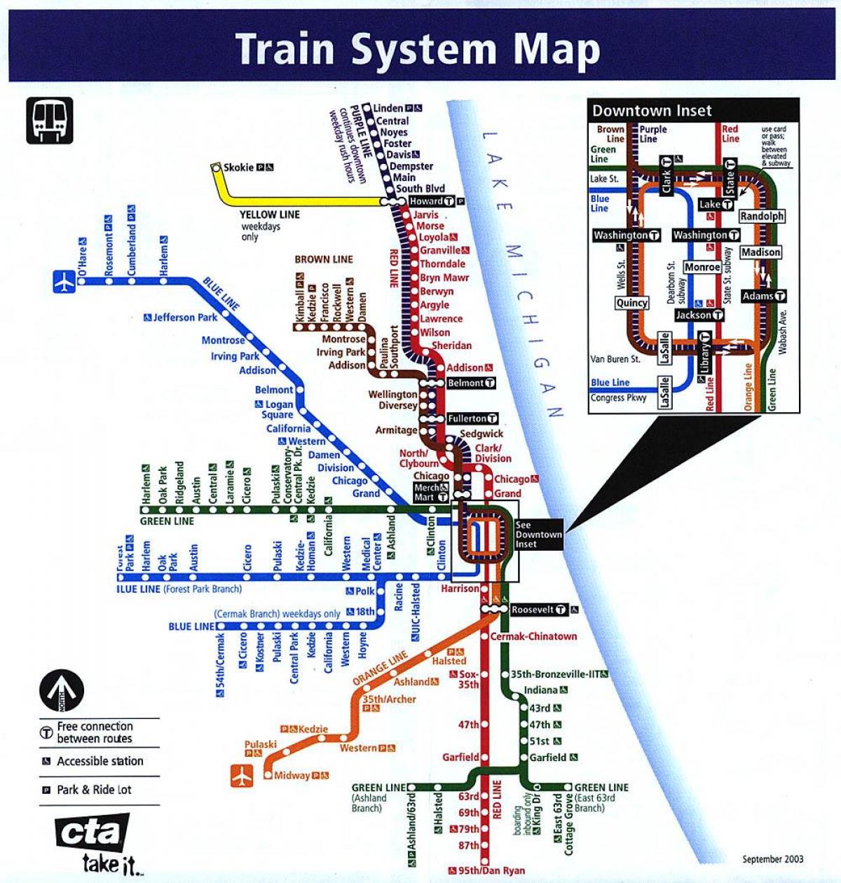 Chicago métro liy kat jeyografik