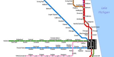 Chicago estasyon metro kat jeyografik